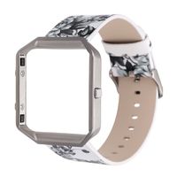 YOSWAN Replacement Band for Fitbit Blaze, Watchband Floral Soft Leather Strap Replacement Watch Band Wristband Bracelet Strap and Frame for Fitbit Blaze (White+Gray)