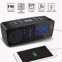 Alarm Clocks for Bedrooms, Alarm Clock with FM Radio,Dual USB Charging Ports,LED Display, Dimmer, Sleep Timer, Snooze, Battery Backup