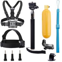 VVHOOY Universal Action Camera Accessories Bundle Kits Head Strap + Chest Belt Strap +Handle Monopod +Floating Hand Grip Compatible with Underwater 1080P&4K Waterproof Action Camera Accessories