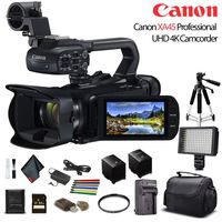 Canon XA45 Professional UHD 4K Camcorder (3665C002) W/Extra Battery, Soft Padded Bag, 64GB Memory Card, LED Light, UV Filter, Tripod and More Starter Bundle