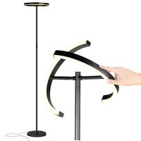 Brightech Halo Split - Modern LED Torchiere Floor Lamp, For Offices - Bright Standing Pole Light - Tall, Dimmable Uplight for Reading In Your Bedroom or Living Room - Jet Black