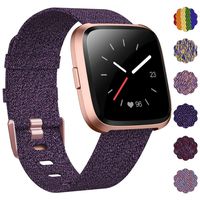DAIKA Woven Bands Compatible with Fitbit Versa 2 /Versa/Versa Lite Stylish Fabric Wristbands with Stainless Steel Buckle Fits for Women Men, Large Small
