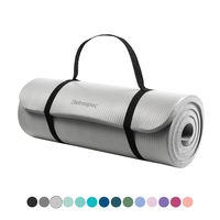 Retrospec Solana Yoga Mat 1" Thick w/Nylon Strap for Men & Women - Non Slip Excercise Mat for Yoga, Slate Gray, 1 inch