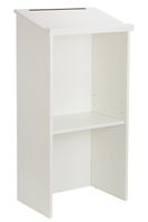 AdirOffice Stand up, Floor-Standing Podium, Lectern with Adjustable Shelf and Pen/Pencil Tray (White Wood)