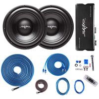 (2) Skar Audio VD-10 D4 500 Watt RMS Subwoofers with LP-750.1Dv2 Monoblock Sub Amplifier and 4 Gauge Amp Kit