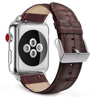 MoKo Compatible Band Replacement for Apple Watch 42mm 44mm Series 5/4/3/2/1, Premium Genuine Leather Crocodile Pattern Replacement Strap - Brown (Not Fit 38mm 40mm Versions)