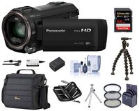 Panasonic Full HD Camcorder HC-V770, 20X Optical Zoom, Bundle | Cam Case + 49mm Filter Kit + Extra Battery + 32GB SD Card + Gripper Tripod + Memory Wallet + Table Tripod + Cleaning Kit + Card Reader