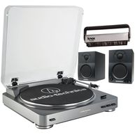 Audio-Technica AT-LP60-USB Turntable Bundle with Samson BT3 2-Way Monitors and Knox Gear Record Brush