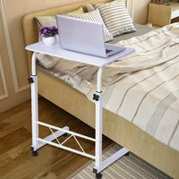 US Fast Shipment Quaanti Laptop Cart Home Rolling Over Bed Sofa Side Table Height Adjustable Mobile Laptop Stand Desk Laptop Overbed Table Food Tray Rolling Desk Holder with Wheels (White)