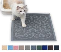 PetLike Cat Litter Mat Kitty Litter Mats for Tray Boxes, Kitty Litter Trapping Mat House Floors Clean (Light Grey)