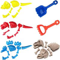 Liberty Imports 3 Pack Large Dinosaur Fossil Sand Molds Beach Toy Set for Kids with Rake and Shovel (25pc Playset)