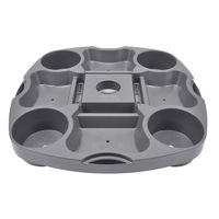 PayandPack UTD13 Umbrella Table Tray 15 Inches for Beach, Patio, Garden, Swimming Pool with 4 Drink Holder, 4 Snack Compartments, 4 Sunglasses Holes, 4 Phone Slots (Gray)