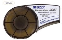 Brady PermaSleeve Heat-Shrink Polyolefin Wire Marking Sleeves (M21-187-C-342) - Black On White Sleeves - Compatible with BMP21-PLUS, ID PAL, and LABPAL Printers - 7' Length, 0.335" Width (Pack 3)