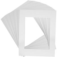 US Art Supply Art Mats Brand Premier Acid-Free Pre-Cut 8x10 White Picture Mat Matte Face Frames. Includes a Pack of 25 White Core Bevel Cut Matte Frames for 5x7 Photos