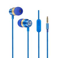 in-Ear Earbuds Earphone, Kinwal Nylon Braided Headphones Stereo Noise Isolation Headset with Mic for iPhone, iPod, iPad, Android Smartphone and Tablet, MP3 Player and All 3.5mm Audio Devices (Blue)