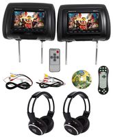 Rockville RDP711-BK 7" Black Car Headrest Monitors w/DVD Player/USB/HDMI+Games