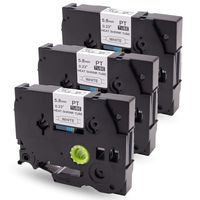 Absonic Heat Shrink Tube HSe-211 HSE 211 5.8mm Label Tape Cassette Compatible for Brother P-Touch PT-E300 PT-H300 PT-E500 PT-E550W PT-P750WVP PTE800W LabelMaker, Black on White, 0.23'' x 4.92', 3-Pack