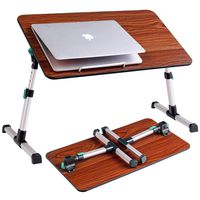 GOFLAME Laptop Desk with Foldable Legs, Height and Angle Adjustable Bed Tray Table, Portable Free Standing Notebook Stand, Breakfast Serving Tray for Home and Office (Walnut)
