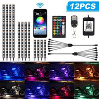 TACHICO 12Pcs Motorcycle LED Light Kit Strips APP/RF Wireless Under glow Lights Atmosphere Multi-Color Lamp with Remote Controller for Harley Davidson Kawasaki Suzuki Ducati Polar