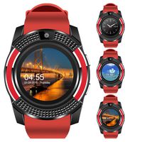V8 Sports Smartwatch Bluetooth with Camera Message Push Touch Screen Pedometer Sedentary Reminder Sleep Monitor Instant Notification Anti-Lost Smartwatch for Android Phone (Red+Black)