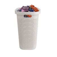 Mind Reader 50HAMP-IVO, Laundry Basket with Cutout Handles, Washing Bin, Dirty Clothes Storage, Bathroom, Bedroom, Closet, Ivory 50 Liter Hamper
