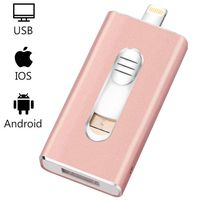 USB Flash Drive, JUYUKEJI 64GB Dual USB 2.0 External Storage U Disks Phone OTG (3 in 1) Connector, Data Storage Memory Sticks Pen Drive for iPhone iPad Apple iOS Android PC - Rose Gold