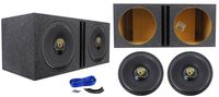 (2) Rockville W15K9D2 15" 10,000w Car Audio Subwoofers+Vented Sub Box Enclosure
