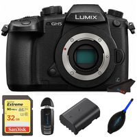 Panasonic Lumix DC-GH5 Mirrorless Micro Four Thirds Digital Camera (Body Only) + 32GB Pixi-Starter Accessory Bundle