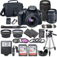 Canon EOS Rebel T6 DSLR Camera Bundle with Canon EF-S 18-55mm f/3.5-5.6 IS II Lens + Canon EF 75-300mm f/4-5.6 III Lens + 2pc SanDisk 32GB Memory Cards + Accessory Kit