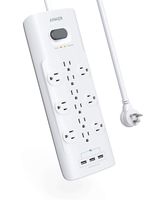 Power Strip Surge Protector, Anker 12 Outlets & 3 USB Ports with Flat Plug, PowerPort Strip with 6ft Extension Cord, PowerIQ for iPhone Xs/XS Max/XR/X, Galaxy, for Home, Office, and More (4000J)
