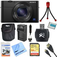 Sony DSC-RX100M4 DSC-RX100M4/B DSC-RX100MIV RX100M4 RX100MIV Cyber-shot l20.1 MP Camera Bundle includes Camera, 64GB SDXC Memory Card, Carrying Case, Mini Tripod, Battery, Charger, Card Reader & More