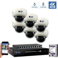 GW 8 Channel 8MP UltraHD 4K (3840x2160) Audio & Video Motorized Zoom Home NVR Security System - 6 x Dome 8 Megapixel 2.8-8mm 3X Optical Zoom Waterproof IP PoE Cameras Built-in Microphone
