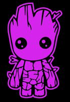 Baby Groot Vinyl Decal for Cars Laptops Tablets (5.5", Soft Pink)