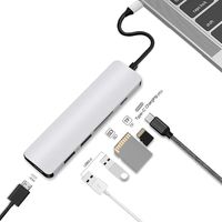 USB C Hub, Shayson 6-in-1 USB C Adapter with 4K HDMI Port, 2 USB 3.0 Ports, SD/TF Card Reader, USB-C Charging Port for MacBook, Surface, Chromebook, Galaxy, XPS and Type C Laptop