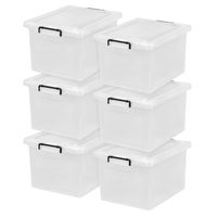 IRIS Letter and Legal Size File Box with Buckle, 6 Pack, Clear