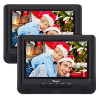 NAVISKAUTO 9" Portable DVD Player Dual Screen with 5-Hour Built-in Rechargeable Battery, Last Memory and Region-Free (Two Screens Play One Movie)