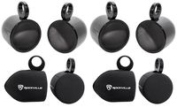 Pair Rockville MAC80B 7.7" Black Aluminum Wakeboard Tower Speaker Pods+ Covers