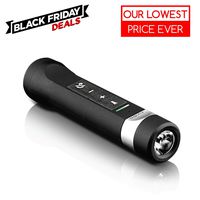 Avido Scout All-in-One 5 Function [2500mAh USB Power Bank, Bluetooth Speaker, LED Flashlight, FM Radio, Micro-SD Card MP3 Player] Multifunctional Device with Bicycle/Handlebar Clip - Black/Silver