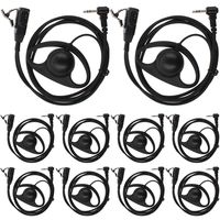 TENQ 10pack D Shape Earpiece Headset PTT for Motorola Talkabout Cobra Two Way Radio Walkie Talkie 1pin