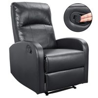 Homall Modern Chaise Couch Lounger Sofa Recliner Chair Padded PU Leather Home Theater Seating, Bright Black