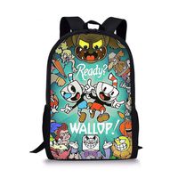Cuphead Pattern Backpack, Lightweight Multi-Function College School laptop Bookbag 17 Inches