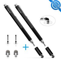 Stylus Pen, Ciscle 2 in 1 Touch Screen Stylus with Hybrid Fiber Tip and Fine Point Disc Tip, Capacitive Stylus Compatible for iPad Pro/Mini/Air, iPhone, Samsung and Other Android Tablets-(Black+Black)