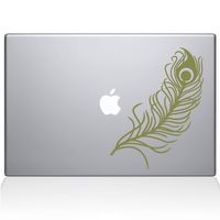 The Decal Guru Peacock Feather MacBook Decal Vinyl Sticker - 13" MacBook Air - Gold (1148-MAC-13A-G)