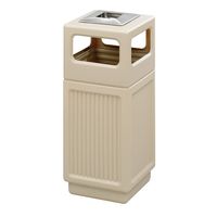 Safco Products Canmeleon Outdoor/Indoor Recessed Panel Trash Can with Ash Urn 9474TN, Tan, Decorative Fluted Panels, Stainless Steel Ashtray, 15 Gallon Capacity