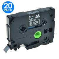 KCMYTONER Compatible for Brother P-Touch Label Tape White on Black, TZe335 TZ-335 Laminated Tapes 12mm for PT-200 PT-D210 PTD400AD PT-H100 PTD600 PT-P700 PT-2030 Label Maker, 1/2inch x 26.2ft, 20 Pack