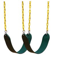Squirrel Products 2 Pack Heavy Duty Swing Seat - 66" Chain Plastic Coated - Playground Swing Set Accessories Swing Seat Replacement - Green