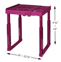 Tools for School Locker Shelf. Adjustable Width 8" - 12 1/2" and Height 9 3/4" - 14". Stackable and Heavy Duty. Ideal for School, Work and Gym Lockers (Magenta)