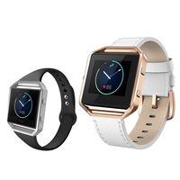 ZUKVYE Leather Bands Compatible Fitbit Blaze Smart Watch, Small and Large Genuine Leather Replacement Band with Metal Frame for Women Men-D Small