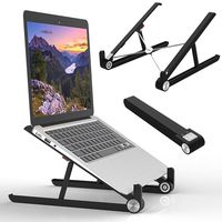 Elekin Portable Laptop Stand, Foldable Stand for MacBook Light-Weight Laptop Holder for Laptop/Notebook/Thinkpad/MacBook Pro/air, Portable Laptop Riser Adjustable Height Width & Angle (Black)