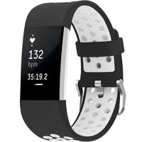 SKYLET for Fitbit Charge 2 Bands, Breathable Silicone Replacement Bands for Fitbit Charge 2 with Secure Watch Clasp (No Tracker) (Black-White, Small)